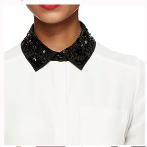 Kate spade button up sequin collar blouse XS